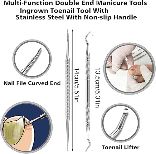 Miniatura 4 de Kit de cortaúñas para podólogos para uñas encarnadas y gruesas, herramientas de pedicura con limas de uñas de los pies, levantador de uñas de los