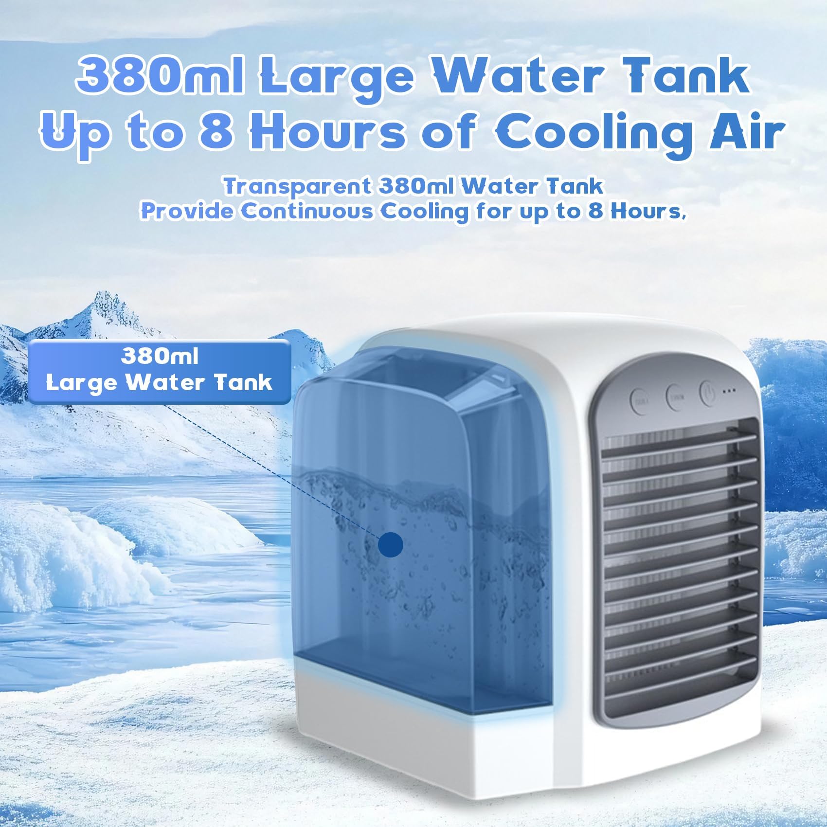Breeze Box Klimaanlage, 2025 Breeze Box Ac, Breezebox Ventilator, Klimaanlage Kühlventilator für Zuhause, Büro, 3 Geschwindigkeiten, 380 ml Wassertank C