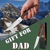 Vista 6 de AUBEY Fixed Blade Hunting Knife Full Tang with Leather Sheath for Men, D2 Blade Outdoor Survival Camping Knife, G10 Handle Mango A-Amarillo G10