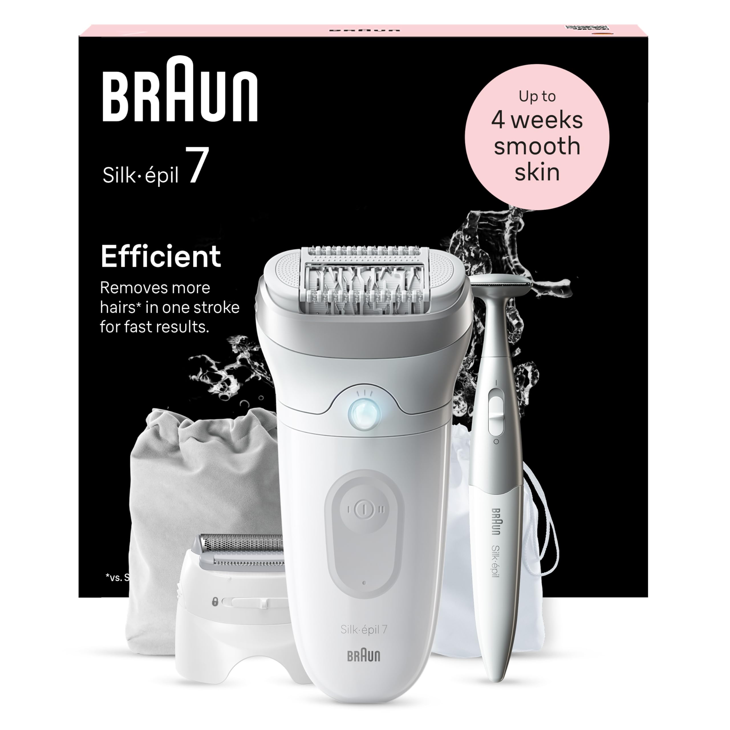 Braun Silk-épil 7, Depiladora Eléctrica Para Una Eliminación Del Vello Fácil, Piel Suave Duradera, 7-241, Blanca/Plateada GreenCircle Certified: Certified Energy Savings