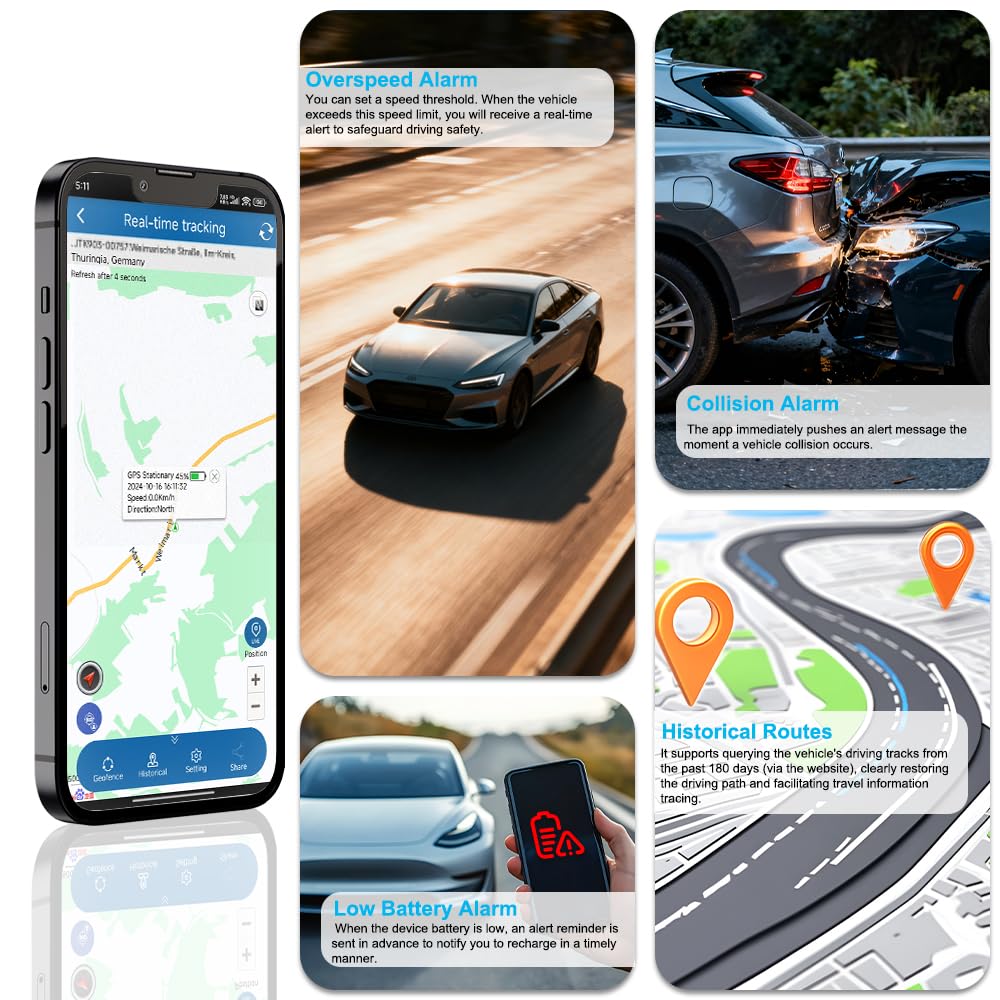 Winnes 4G GPS Tracker per Auto Localizzatore GPS con SIM Integrata Magnetico Batteria 20000mAh Impermeabile IP67 Anti-Furto,Geo-Fence,App Tracking in Tempo Reale,Basso Canone Mensile