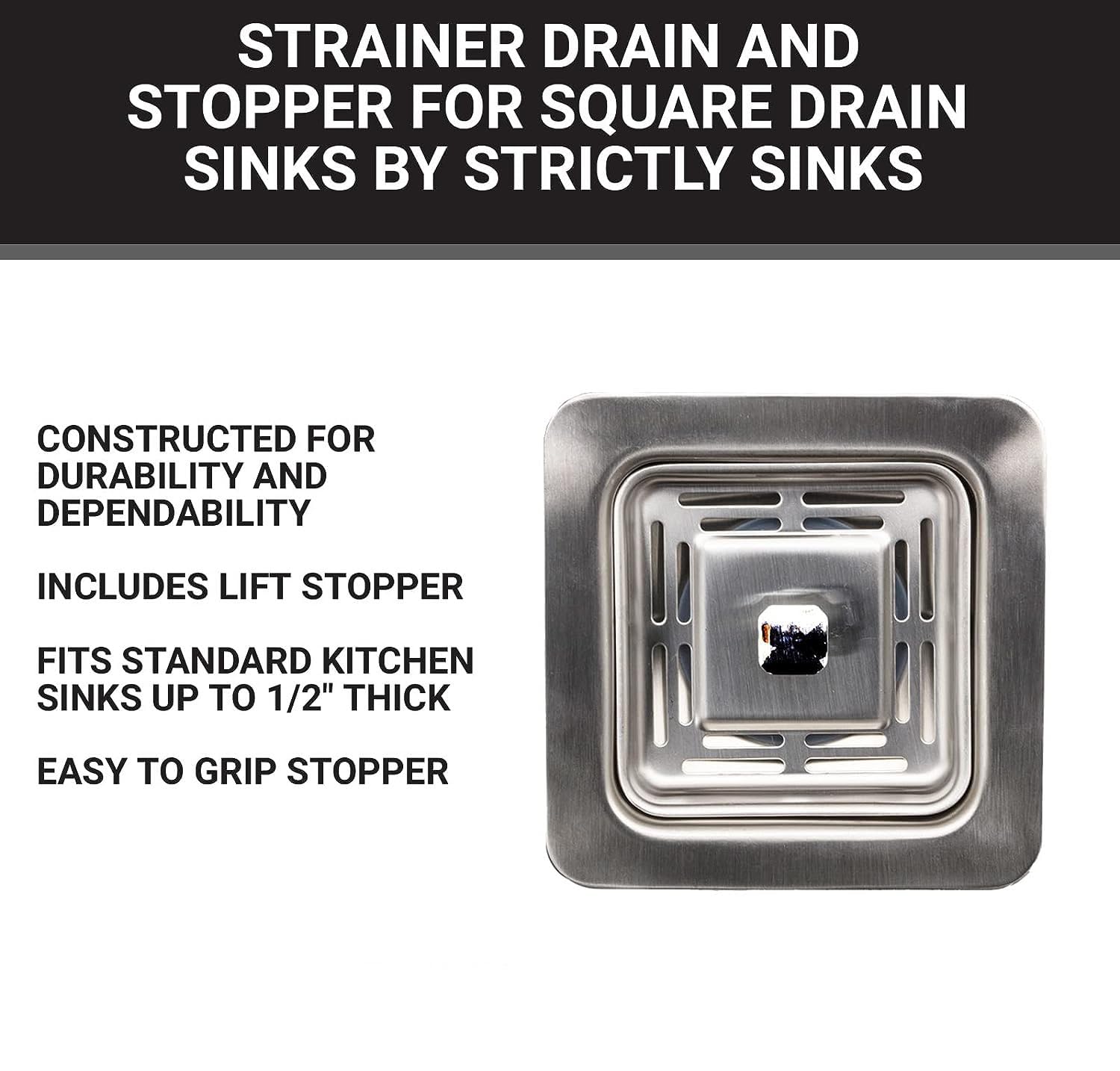 Fossa 4.5 Inch Stainless Steel 5-Year Warranty Square Kitchen Sink Coupling | Drain Coupling for Home | Rust-Free & Corrosion-Resistant | Sink Strainer β Silver (Matte Finish) 2