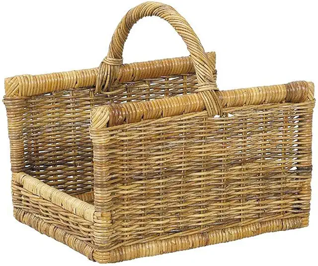 Panier à Bûches Rectangulaire en Osier avec Poignée Sannover - Stockage Bois