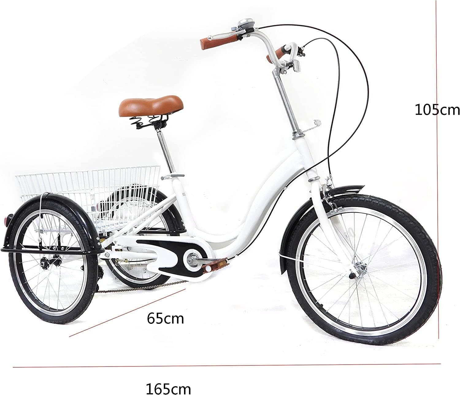 20 Zoll Dreirad für Erwachsene - 1 Gang Dreiräder Erwachsene mit Korb 110KG Last Höhenverstellbar 3 Räder Fahrrad Cityräder Cruise Einkaufsrad für 155-185cm Senioren Frauen Ältere (Schwarz)