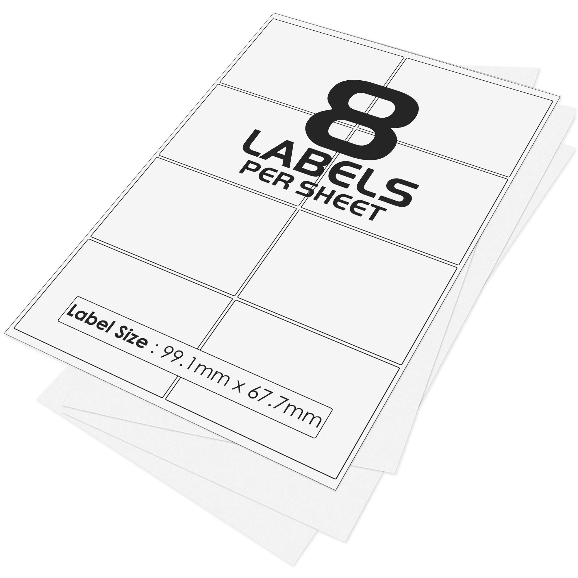 8 Per Page/Sheet, 1000 Sheets (8000 Sticky Label), iSOUL White Blank Matt Self-Adhesive A4 Address Shipping Labels Stickers, Laser Inkjet Compatible L7165/J8165 Printer Paper, 99.1 X 67.7 mm JAM Free