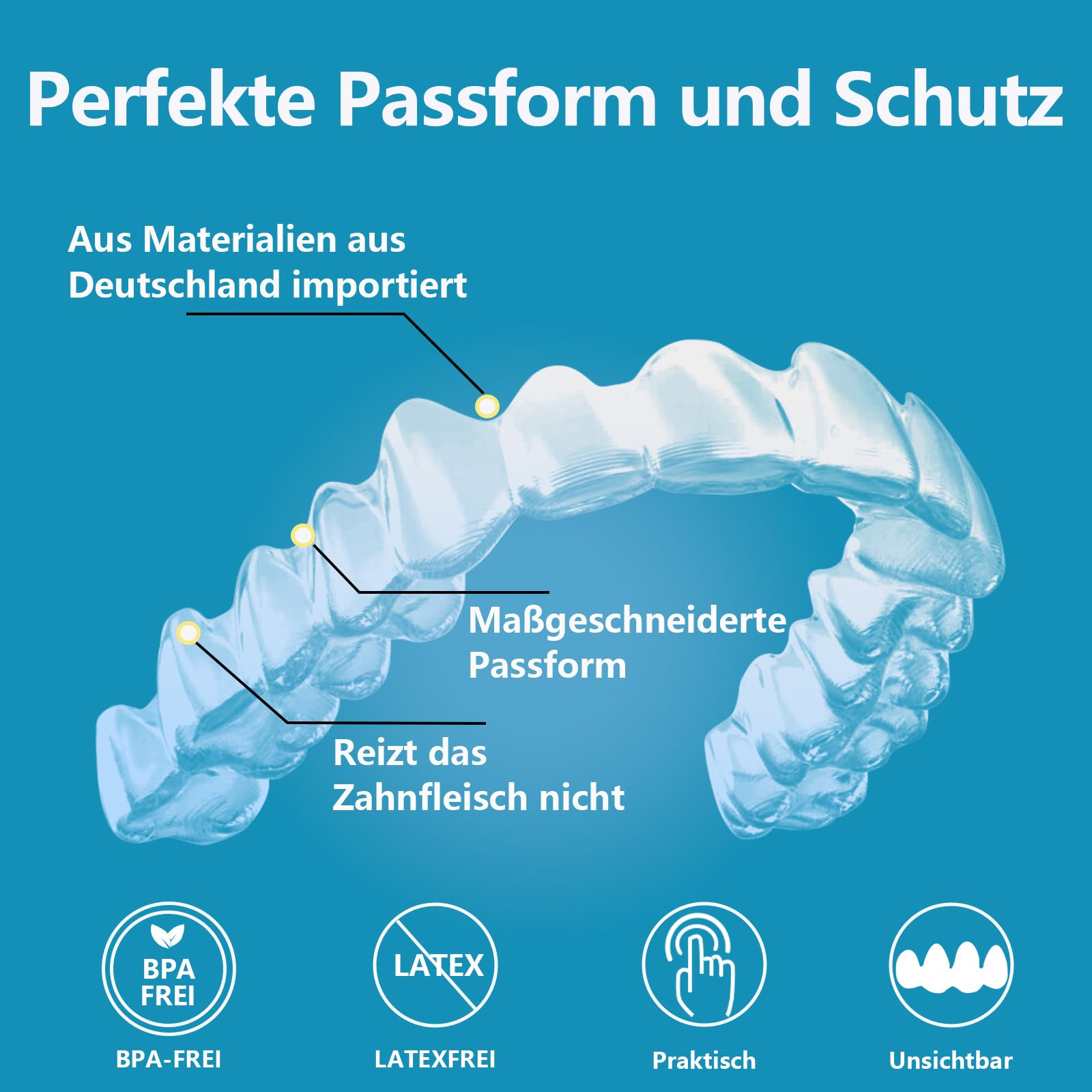 Durchsichtige Zahnspangen nach Maß, komfortable Zahnspangen für Erwachsene und Jugendliche (Oberkiefer & Unterkieferset)