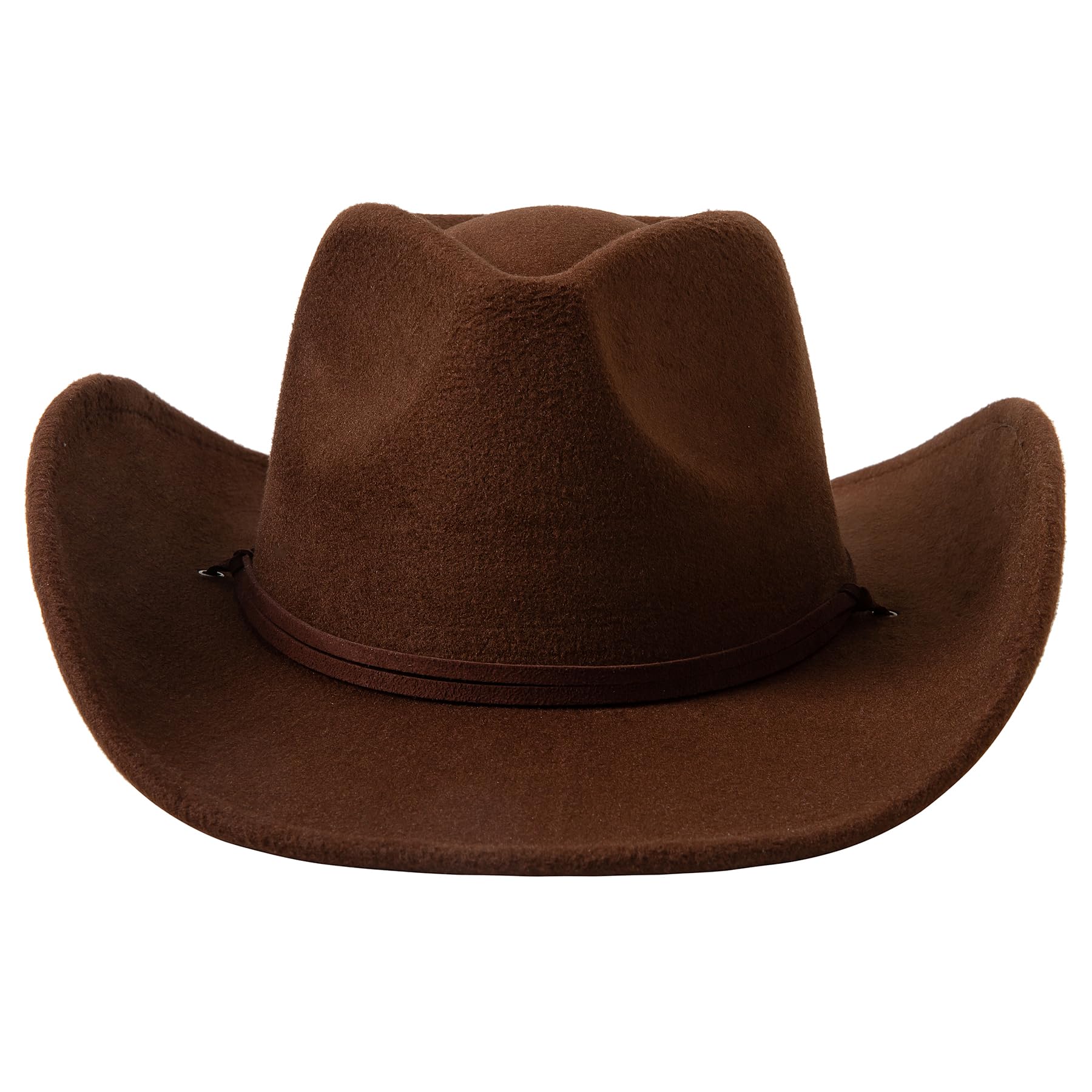 Lanzom Cappello da cowgirl da cowboy western a tesa larga in feltro retrò da donna e da uomo con cordino antivento