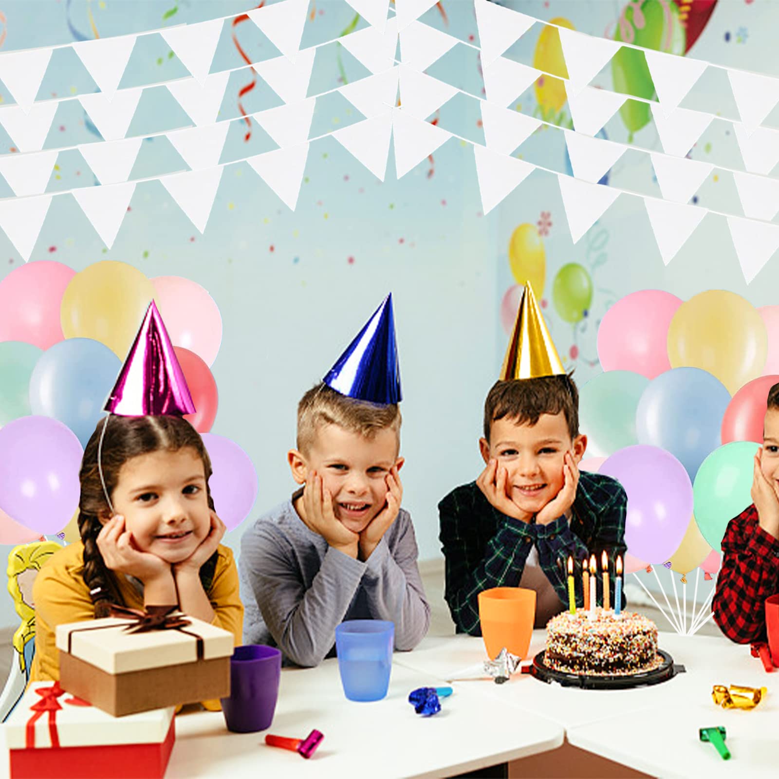 Bunting Outdoor Pack of 5 Bunting Garland Bunting Banner for Wedding Decoration Children's Room Birthday Party (12 Pieces Bunting/Each Garland