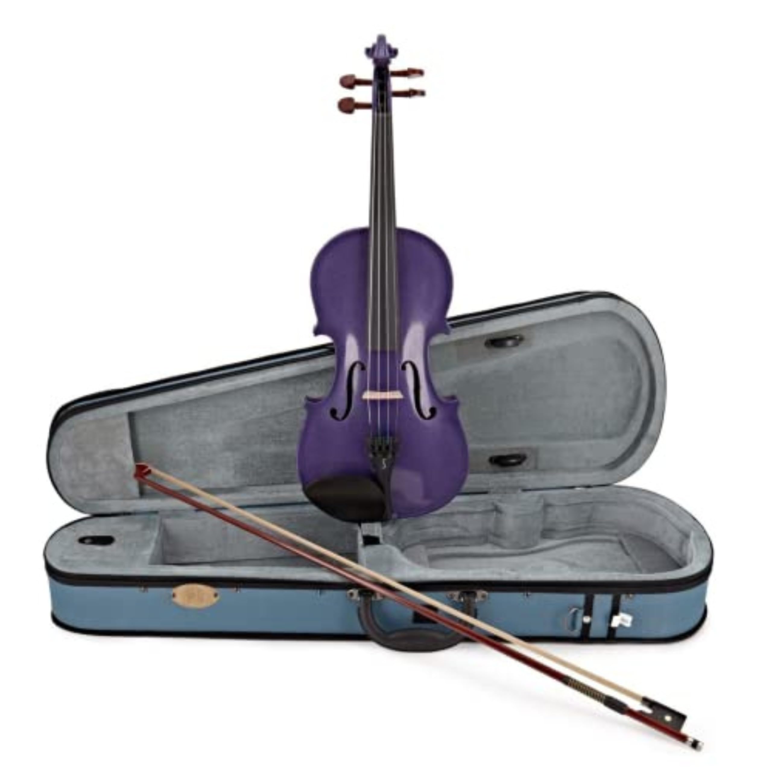 Harlequin Violin Outfit 4/4 Size, Violin for Intermediates with P&H Fibreglass Bow, Lightweight Case, Colourful String Instrument 1401APU, Purple