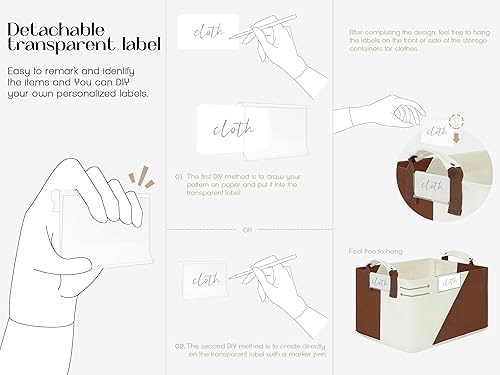 Miniatura 4 de LoforHoney Home Contenedores de almacenamiento plegables con marcos de metal, cestas de almacenamiento de tela para ropa, cestas de estante para