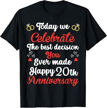 20 Years Anniversary Marriage Couples 20th Year of Marriage T-Shirt