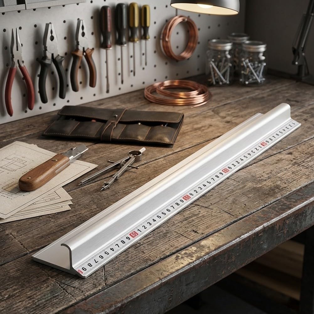 Regla Aluminio Sólido 50cm Flexión Dibujo Regla Aluminio Sólido
