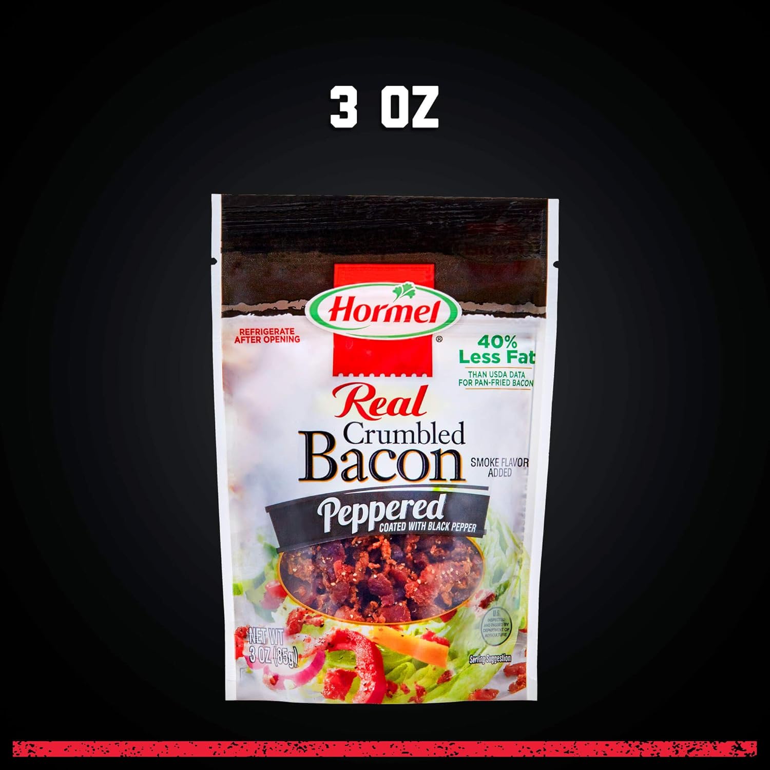 HORMEL Real Peppered Bacon Crumbles, 3 oz Pouch (8 Packages)