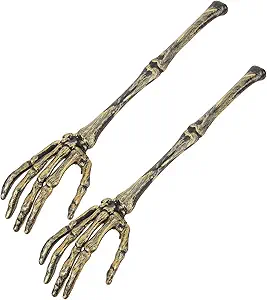 Halloween Skeleton Hands, 1 Pair of Skeleton Hands Salad Spoons Skull Arm Shape Spoon Artificial Skull Arm Decor Table Decorations for Party Cemetery, Salad Tongs