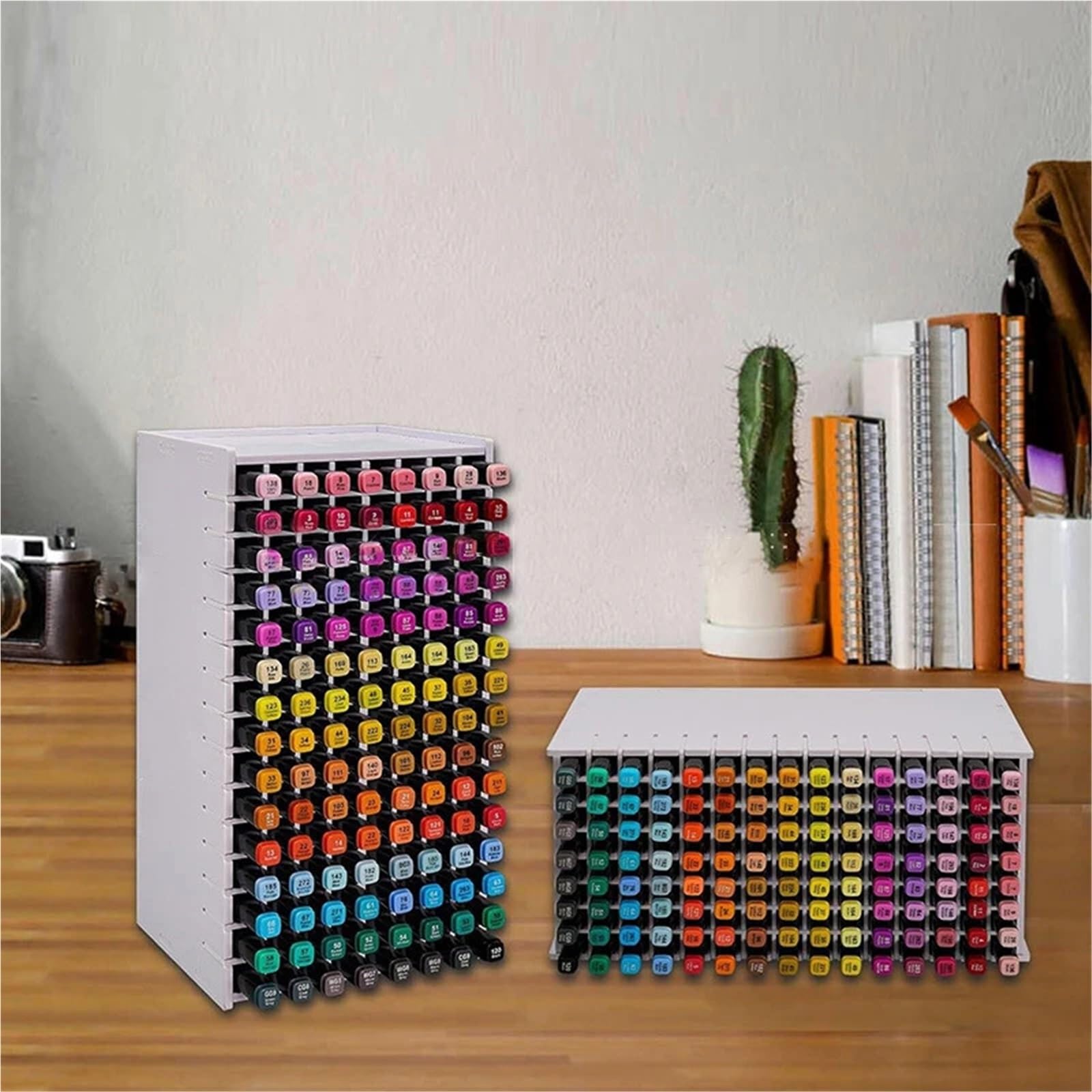 Aufbewahrungsbox für Markierungsstifte Kunstmarker-Aufbewahrungsregal for 72/120 Marker, Aquarellpinsel, Stifte, Farbstifte, Organizer-Halter for den Schreibtisch für Büro(Large)