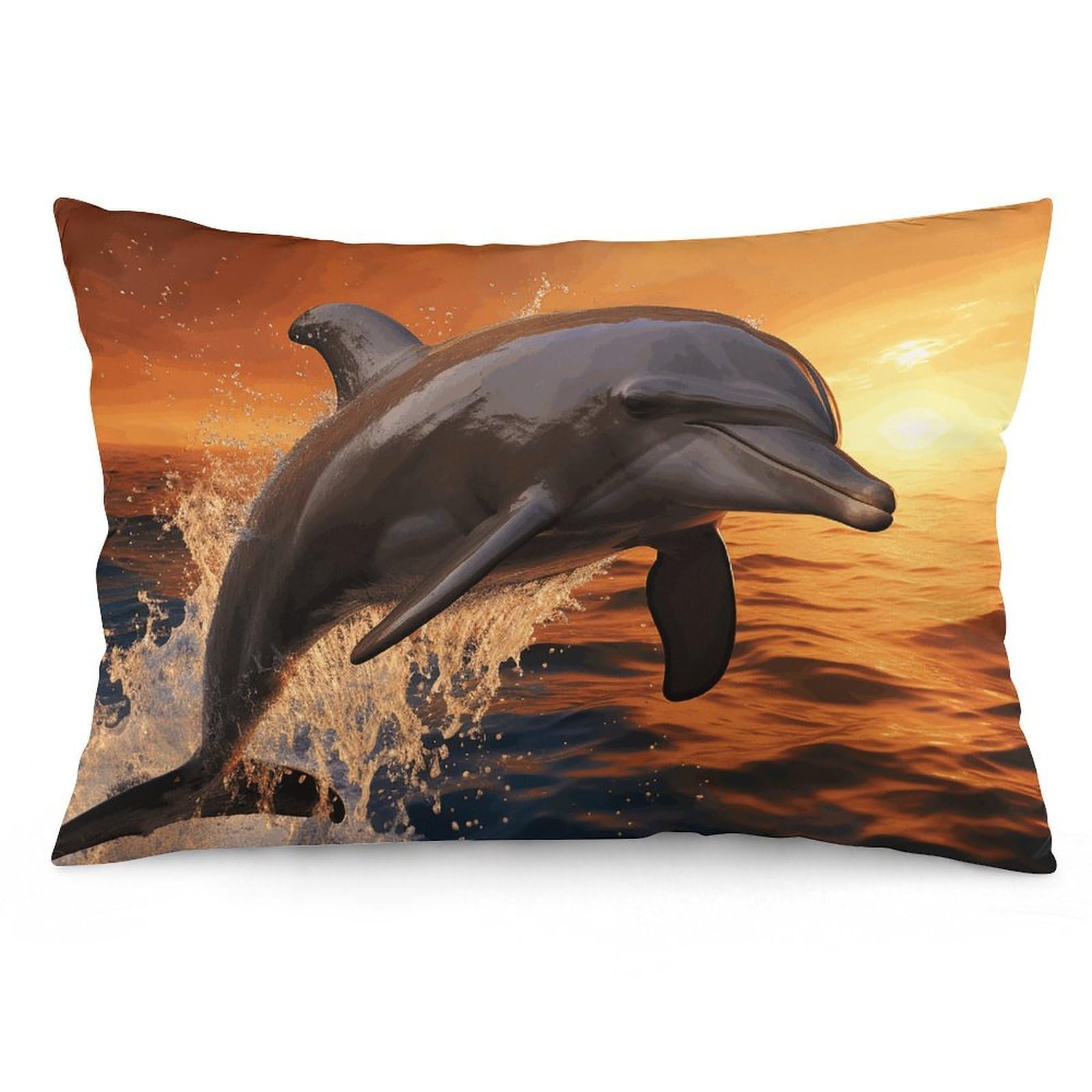 NTVOWPZO 2 Pack Decoration Throw Pillow Covers 16 "x24 Pillowcases Covers Dusk Dolphin Pillowcases Modern Farmhouse Home Decor Sofa Cushions Covers for Couch Bed Living Room