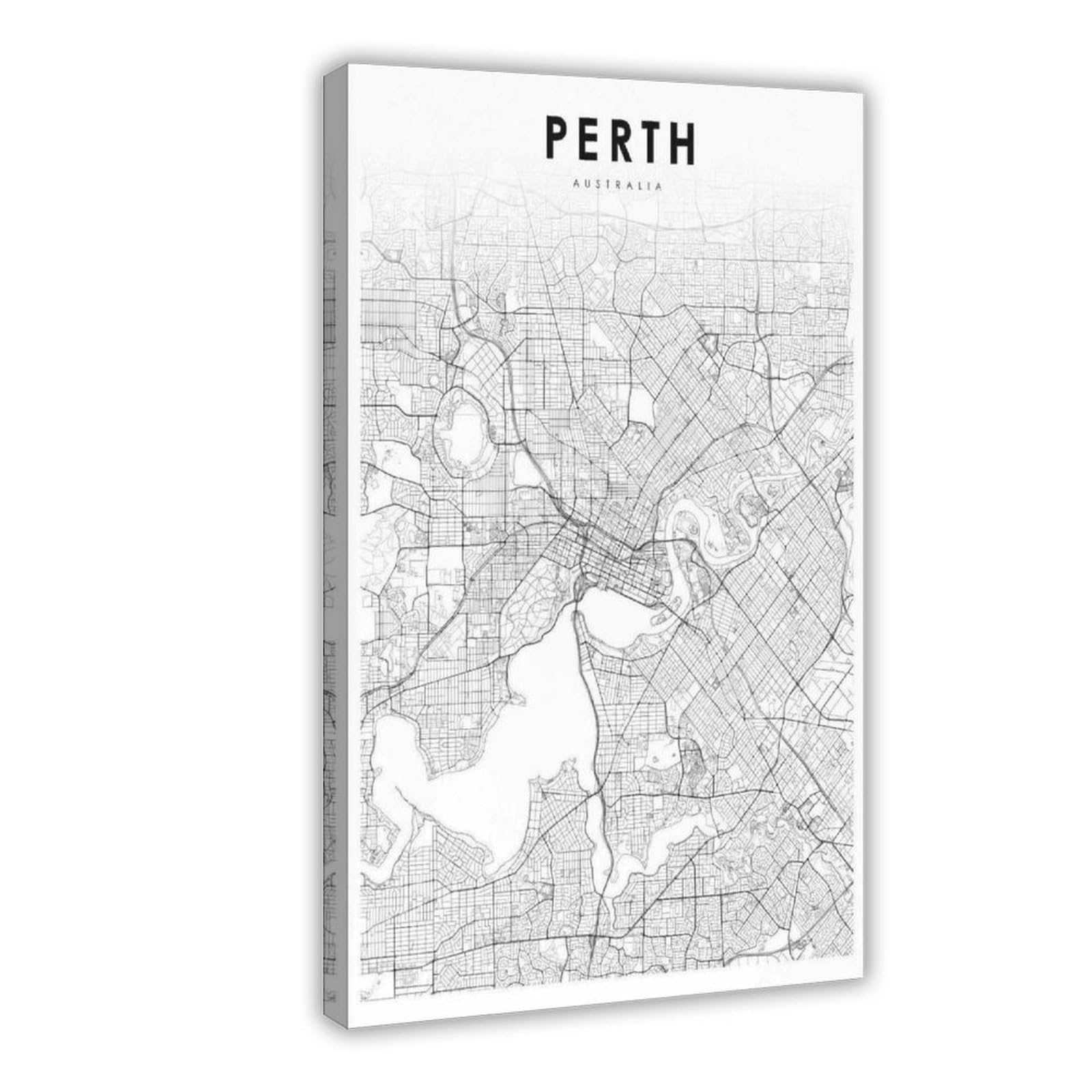 Qogdaf Perth Australia Map Canvas Poster Wall Art Decor Print Picture Paintings For Living Room Bedroom Decoration 08X12inch(20X30cm)