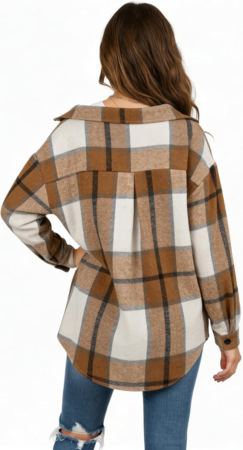 YOGINGO Women's Premium Plaid Shacket Soft Lightweight Breathable Button-Down Fall Winter Jacket S-2XL - Image 6