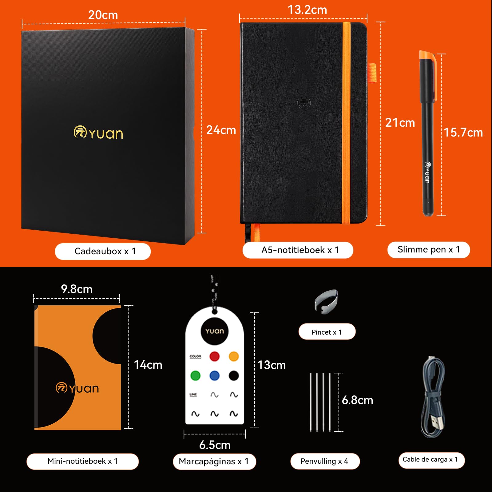 Yuan Cuaderno Digital Inteligente: Smart Digital Notebook con Smart Pen, Escribe en Papel Real, sincronización en Tiempo Real, Almacenamiento Digital – libreta, recambios y Cable de Carga incluidos