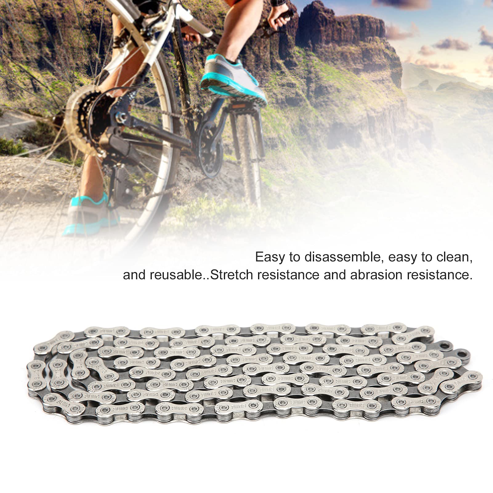 Catena per bici 11 velocità 116 maglie Catena per bicicletta premium ad alte prestazioni per ciclismo su strada e montagna Costruzione in acciaio resistente con maglie di