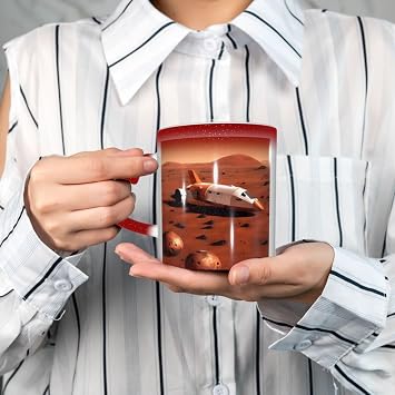 SSIMOO Mars Planet Ceramic Color-Changing Mug-Heat-Sensitive Novelty Coffee Cup with Unique Reactive Design