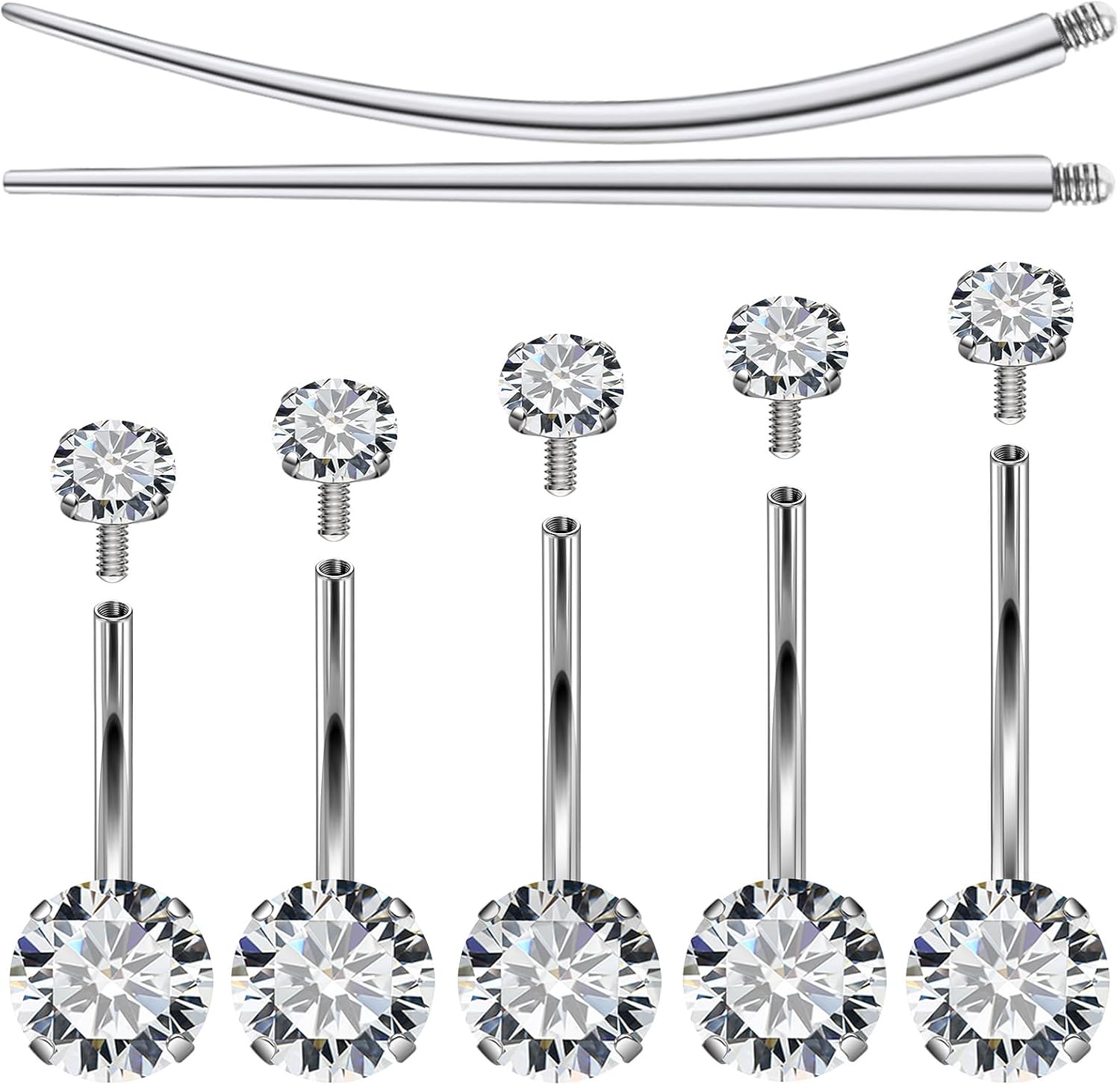 Internally Threaded Belly Button Rings Surgical Stee, Extra-Long & Short Simple Belly Rings, 14G Belly Piercing Jewelry,Navel Piercing Jewelry for Women Men 8mm 10mm 12mm 14mm 16mm