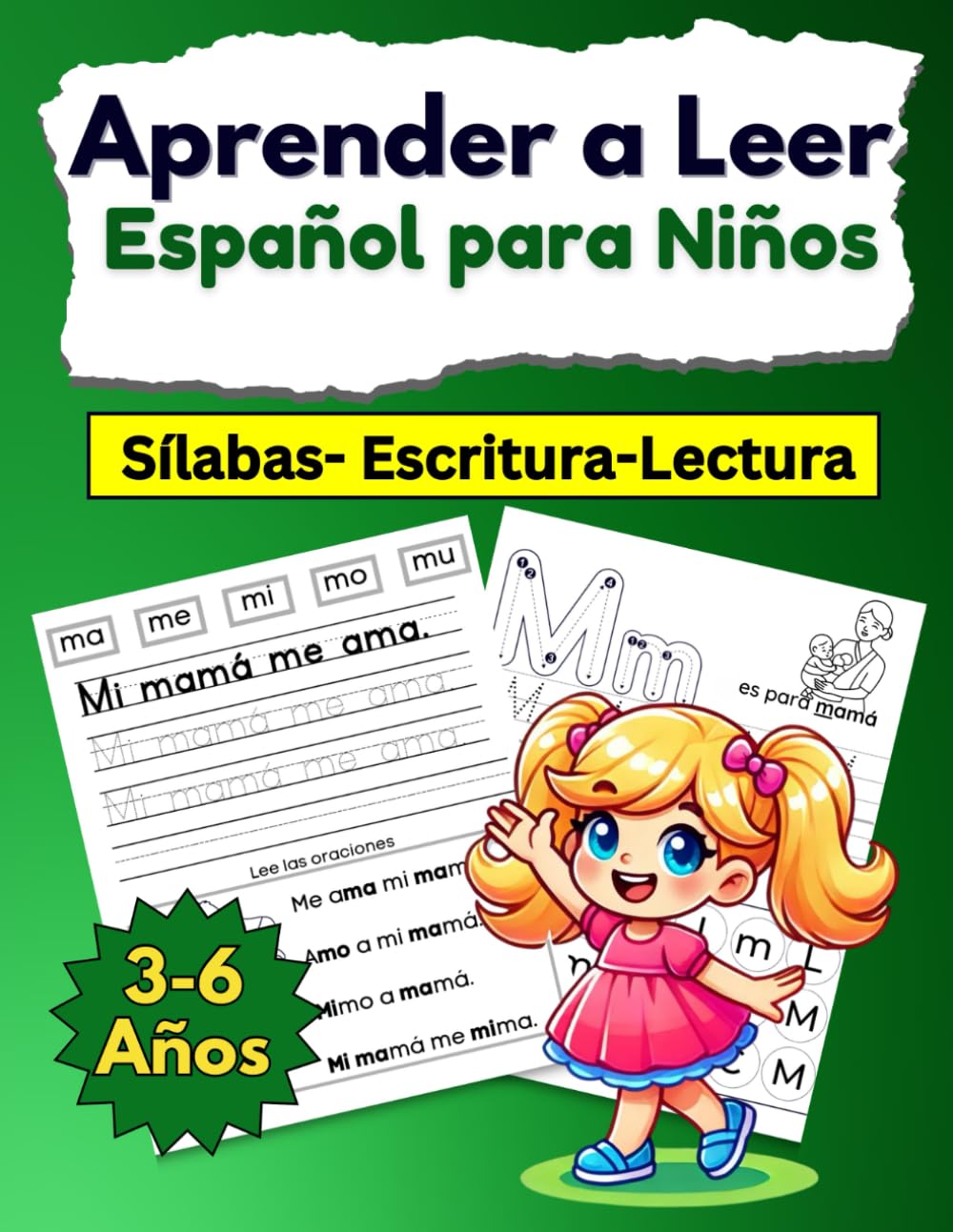 Aprender a Leer Español para Niños: Cuaderno de Actividades para Leer, Trazar y Escribir el Abecedario, Letras, Vocales, Sílabas y Frases con Caligrafía - Cartillas Fonéticas - Lectura Inicial