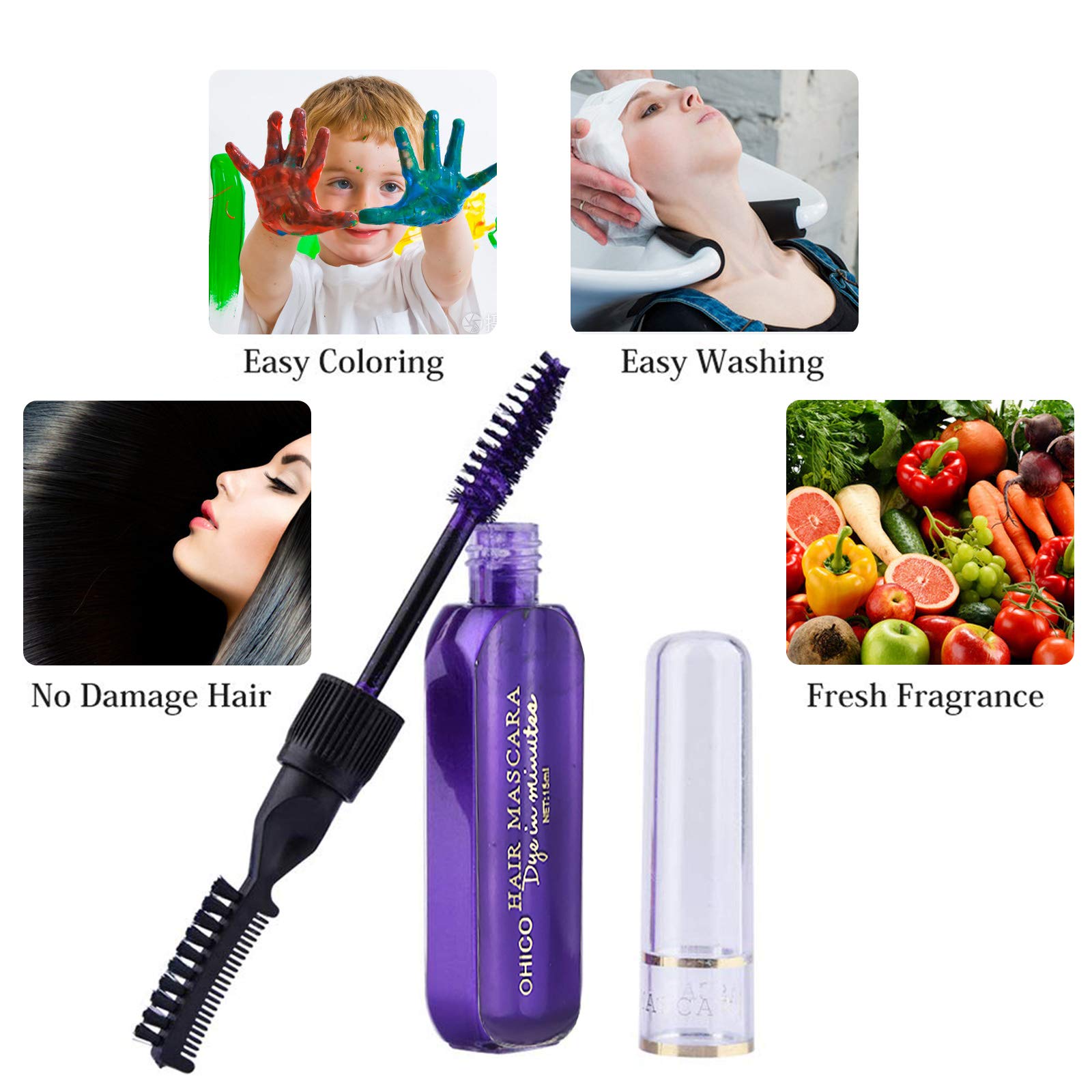 Adofect 10 Colors Temporary Hair Mascara Instantly Hair Color Dye Great Gift for Girls, Women, Temporary Hair Color Chalk 1
