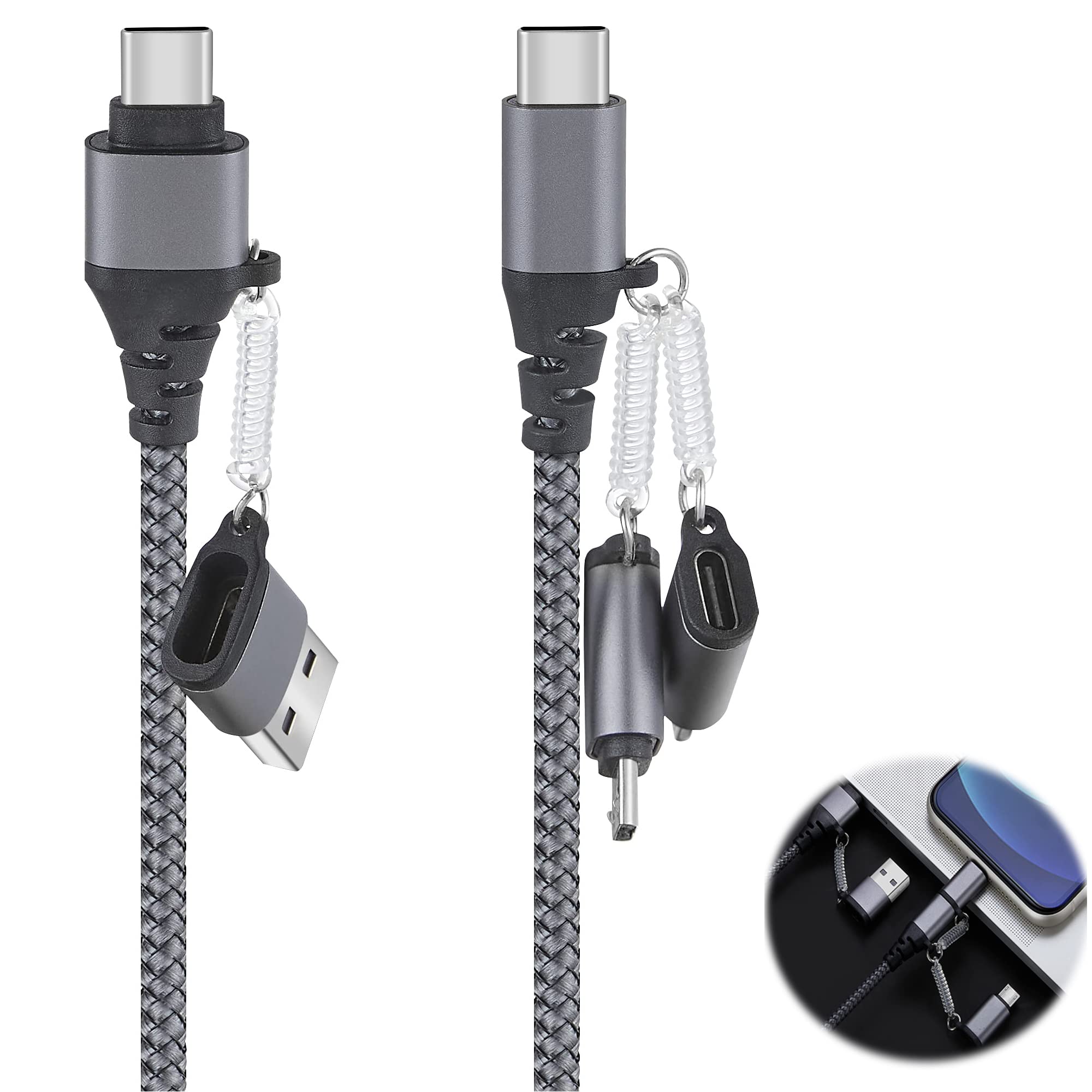 Fast Charging Cable, MAKINGTEC USB C PD 60W 3A Data Sync Nylon Braided Cord USB A/C to Type C/Micro/for iPhone Adapter, MAKINGTEC QC Charging Cable for iPhone Laptop Tablet Phone Galaxy Huawei HTC LG