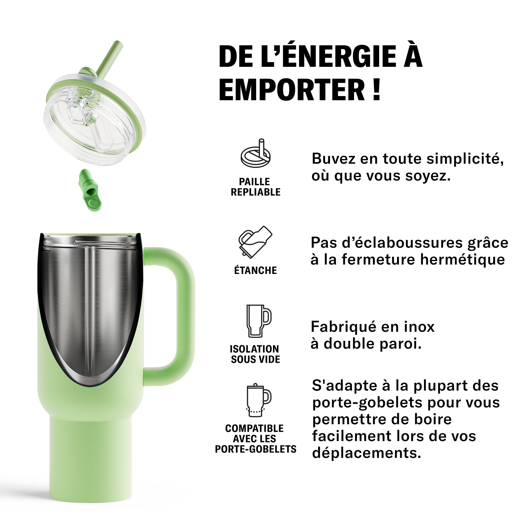 Pikachu Gourde Isotherme avec Paille 1.2 litre -Froid Pendant 12 Heures