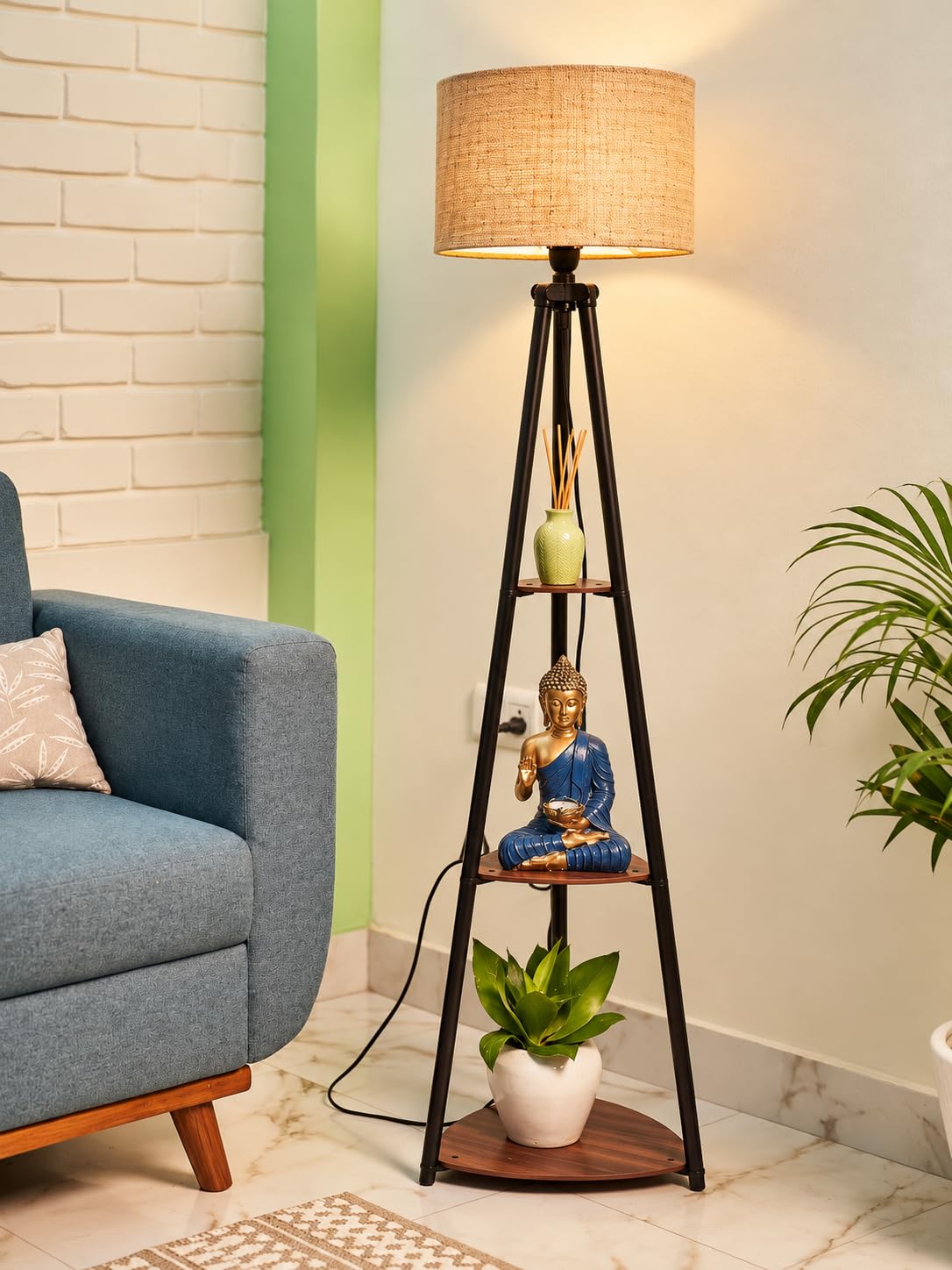 Crosscut LED Tripod Floor Lamp - 3 Shelves, White -12 Crosscut LED Tripod Floor Lamp - 3 Shelves, White -12