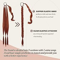 Vista 145 de BARSDAR Extensión de Cola de Caballo Trenzada de 30 Pulgadas de Largo - Extensiones de Cabello de Cola de Caballo Trenzada Rubia Recta Envolvente