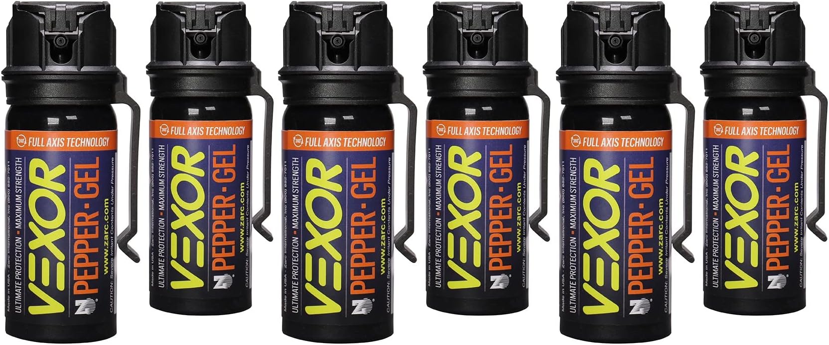 VEXOR Pepper Gel from Zarc, Maximum Strength Police Pepper Spray, Gel is The Future, Full Axis Technology Shoots from Any Angle 18-feet, Flip-top Safety