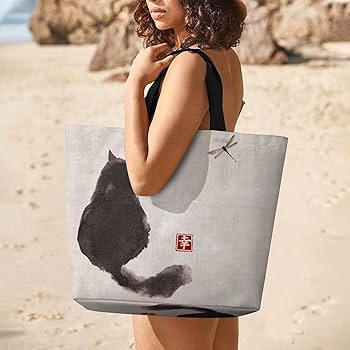 Amazon.co.jp: 和風 和柄 猫 絵 ネコ柄 トートバック レディース