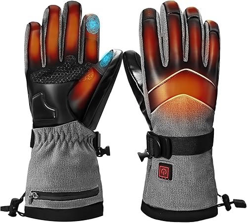 Guantes térmicos para hombres y mujeres con batería recargable de 7.4 V, guantes de trabajo impermeables para pantalla táctil, guantes de invierno