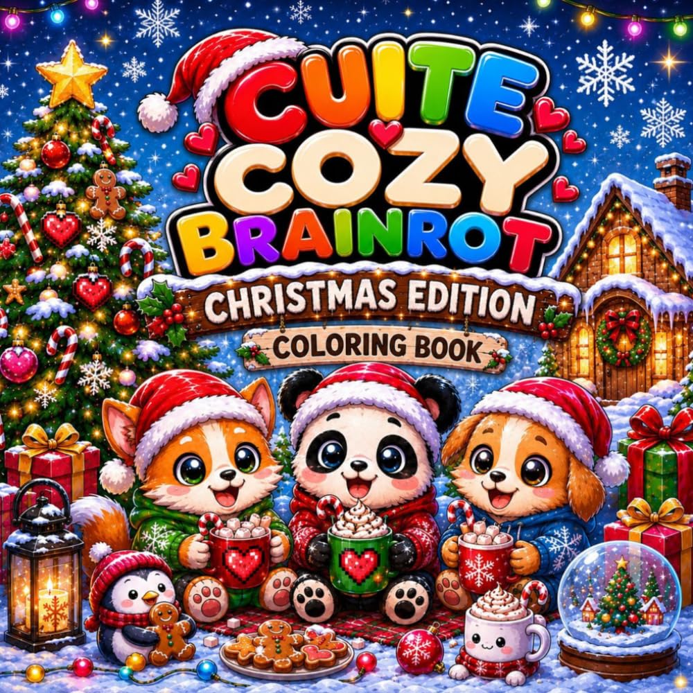 Cute Cozy Brainrot Christmas Edition Coloring Book: 40 Adorable Christmas Animal Coloring Pages for Relaxation, Stress Relief and Holiday Fun (Cute Cozy Brainrot Coloring Book)