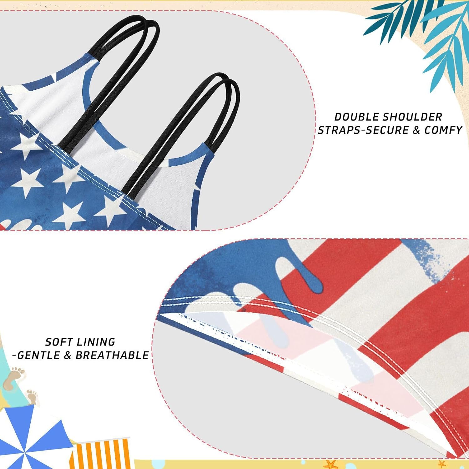 Girls Two Piece Swimsuits Drip American Flag Design Bikini Set Swimwear Kids Bathing Suit for Girls 5-12 Years