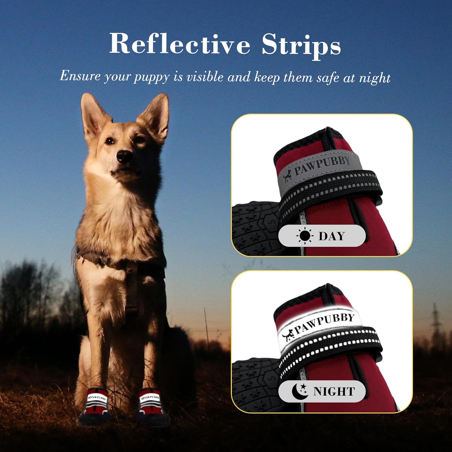 Dog Shoes for Large Dogs, Anti-Slip Waterproof Dog Boots & Paw Protectors with Full Toe Coverage Design, Dog Shoes for Hot Pavement and Winter Snow Hiking with Reflective Straps（red,6#