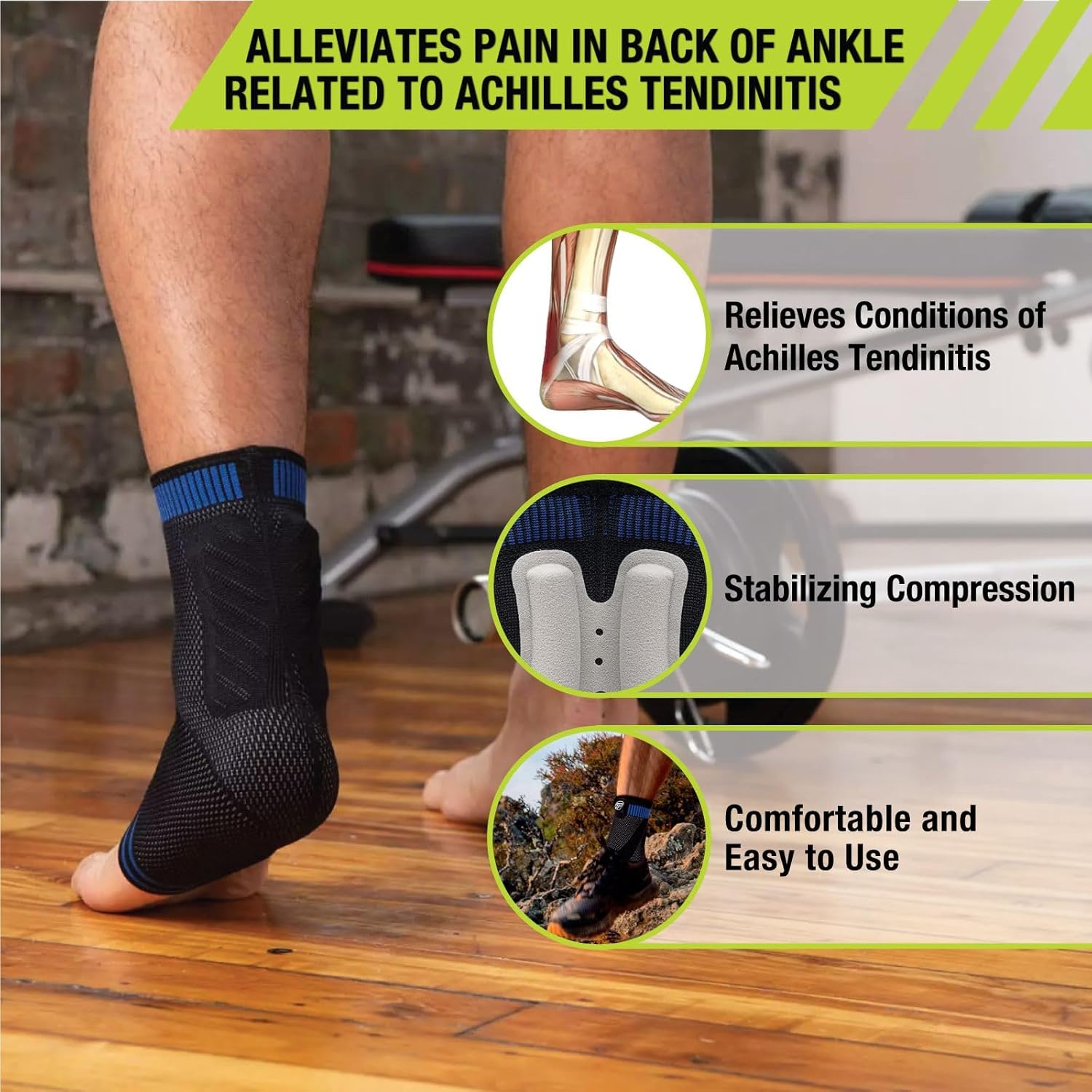Pro-Tec Athletics Achilles Sleeve with Dual Gel Compression Strips, Achilles Tendon Support for Tendinitis Relief,
