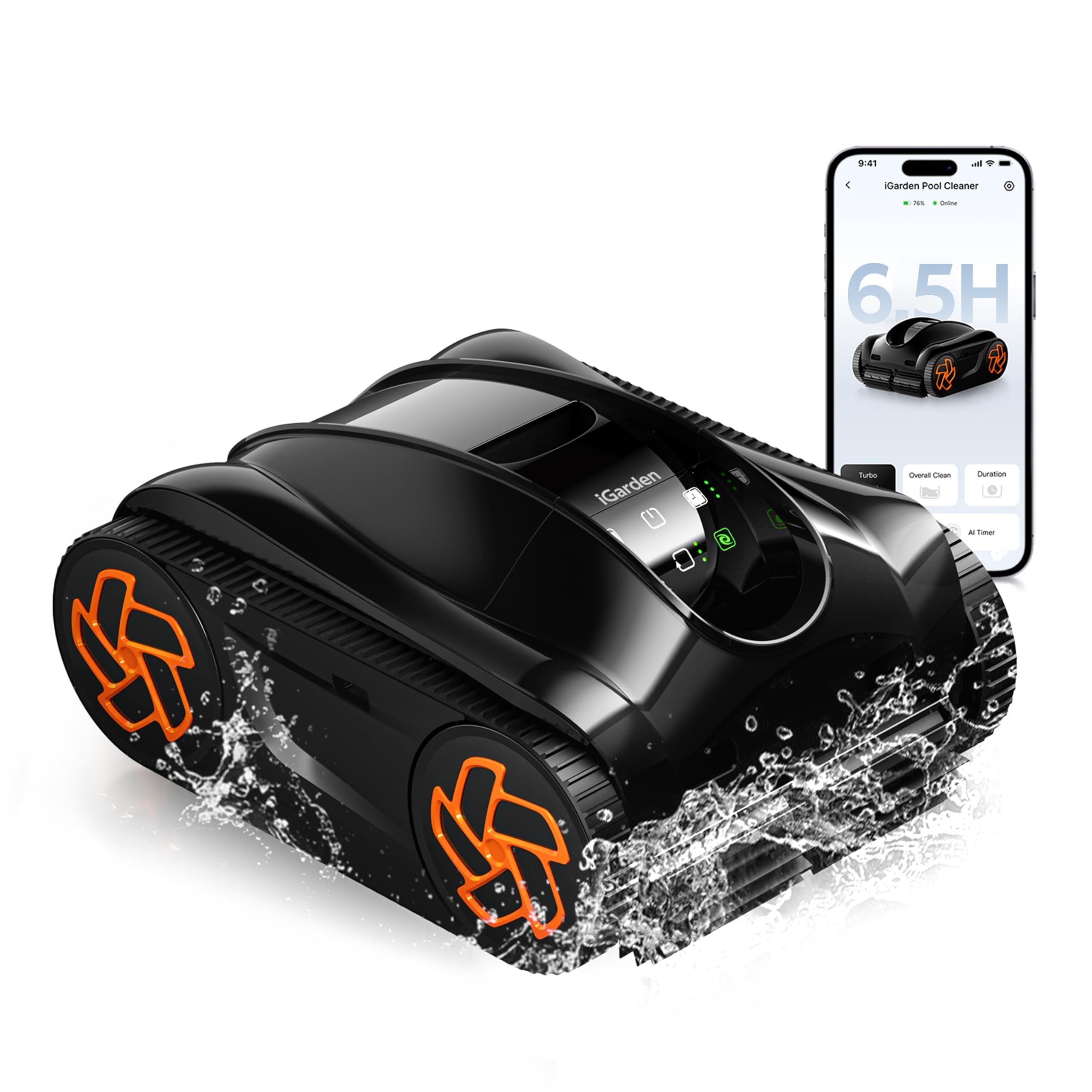 iGarden K Series Pool Robot, 6.5H Runtime, Cordless Robotic Pool Vacuum