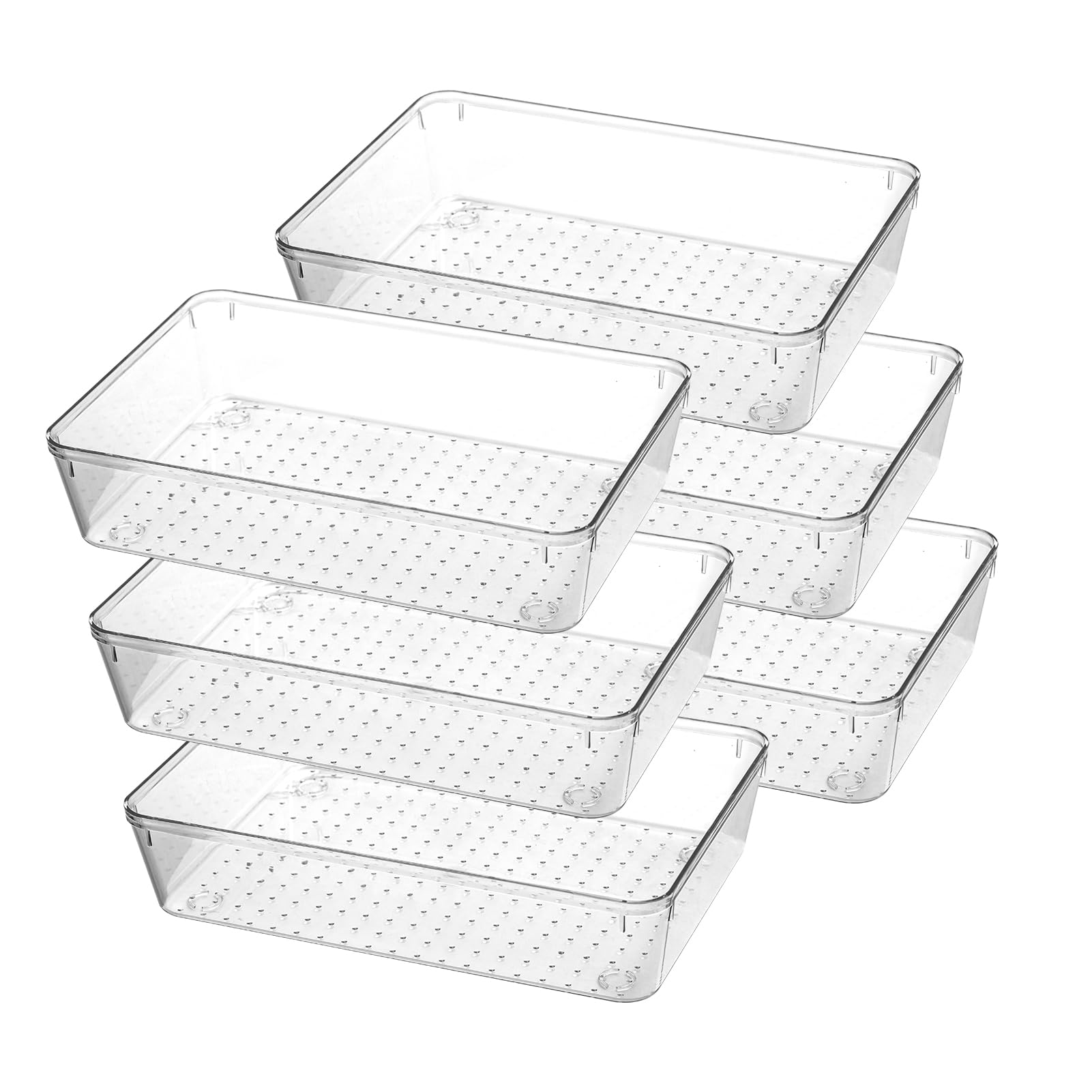 BLUE BAZAAR 6-Piece Kitchen & Office Storage Units – Clear, Stackable Organizers for Utensils, Cosmetics, Makeup, and Everyday Items — image 1