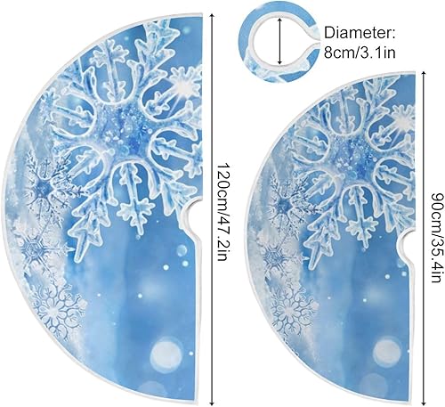Miniatura 10 de Falda de árbol de Navidad de 36 pulgadas, muñeco de nieve y árbol de Navidad debajo de fuegos artificiales, decoración de Navidad para Navidad,