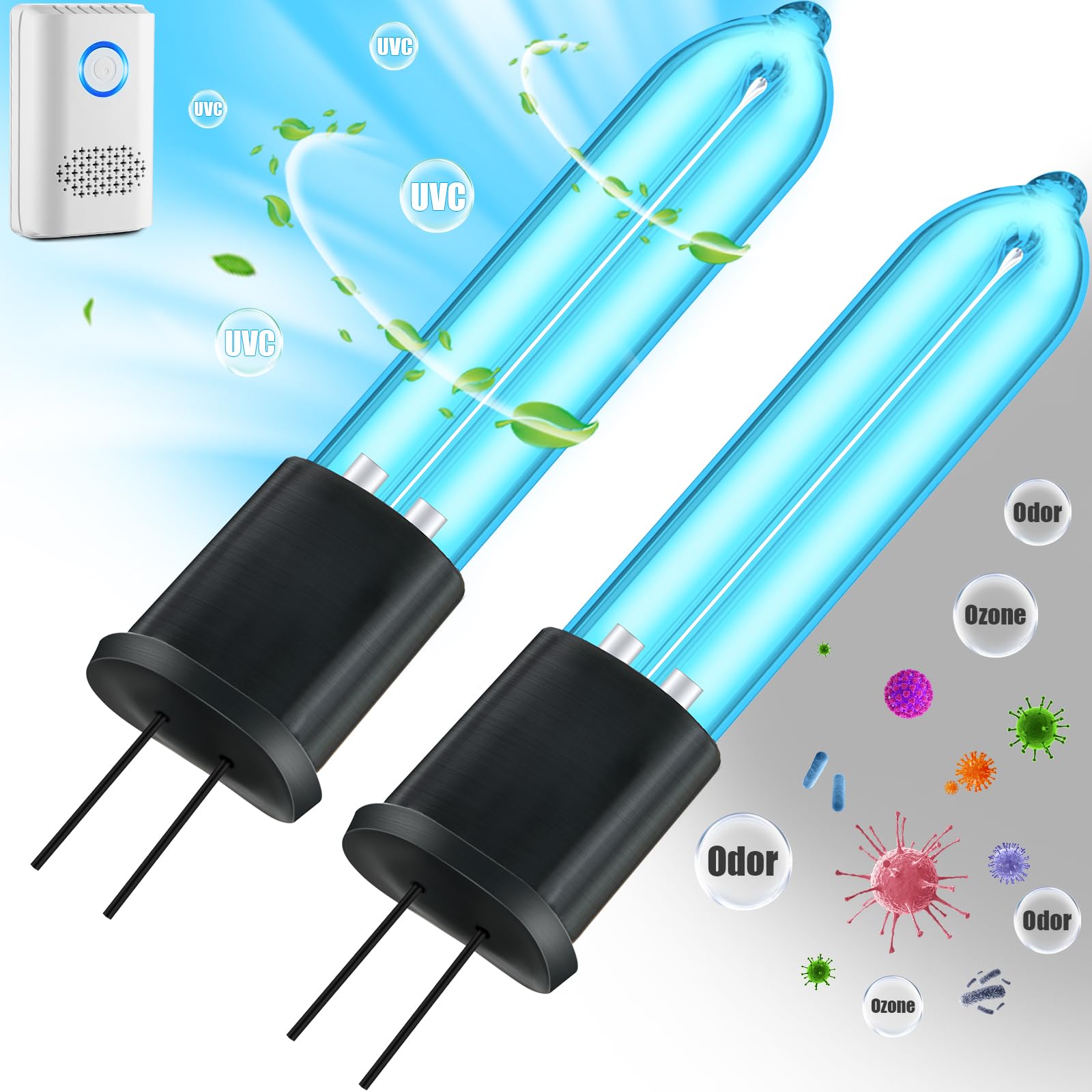 Qualirey 2 Pack UV C Light Bulb Compatible with Clarifion ODRx Cat Odor Deodorizer & Eliminator, Replacement Light Bulb for Home Pets Air Purifiers,