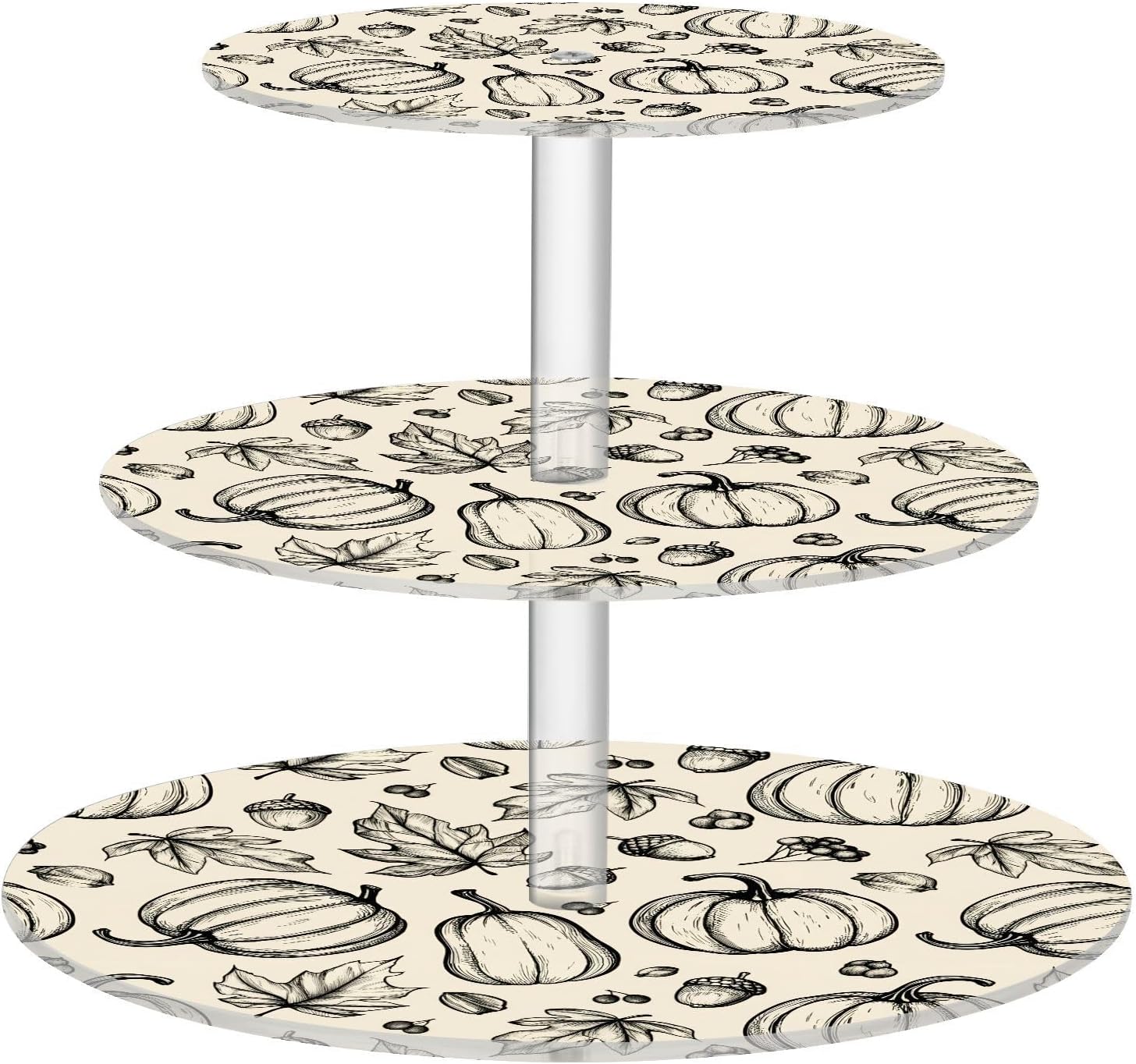 Pumpkin Maple Leaves Acorn Thanksgiving 3 Tier Acrylic Cupcake Stand, Cupcake Stand for 34 Cupcakes for Weddings,Christmas,Holidays,Parties,Birthday,Printed Cupcake Tower 23301106