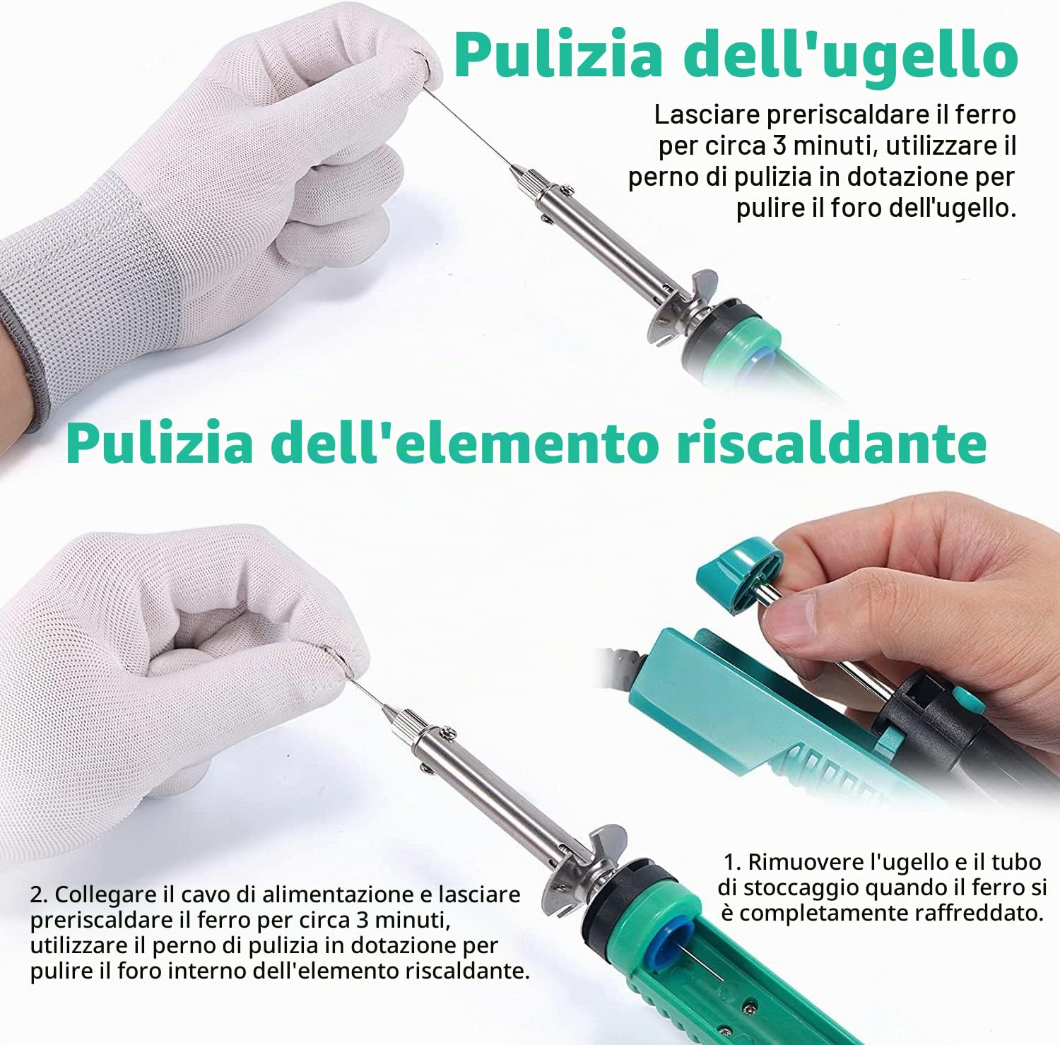YIHUA 929D-V Pompa dissaldante a ventosa elettrica con impugnatura di ricarica corta e ugelli dissaldanti 1,0 mm 1,2 mm 2,0 mm per dissaldatura a foro passante(EU PLUG)