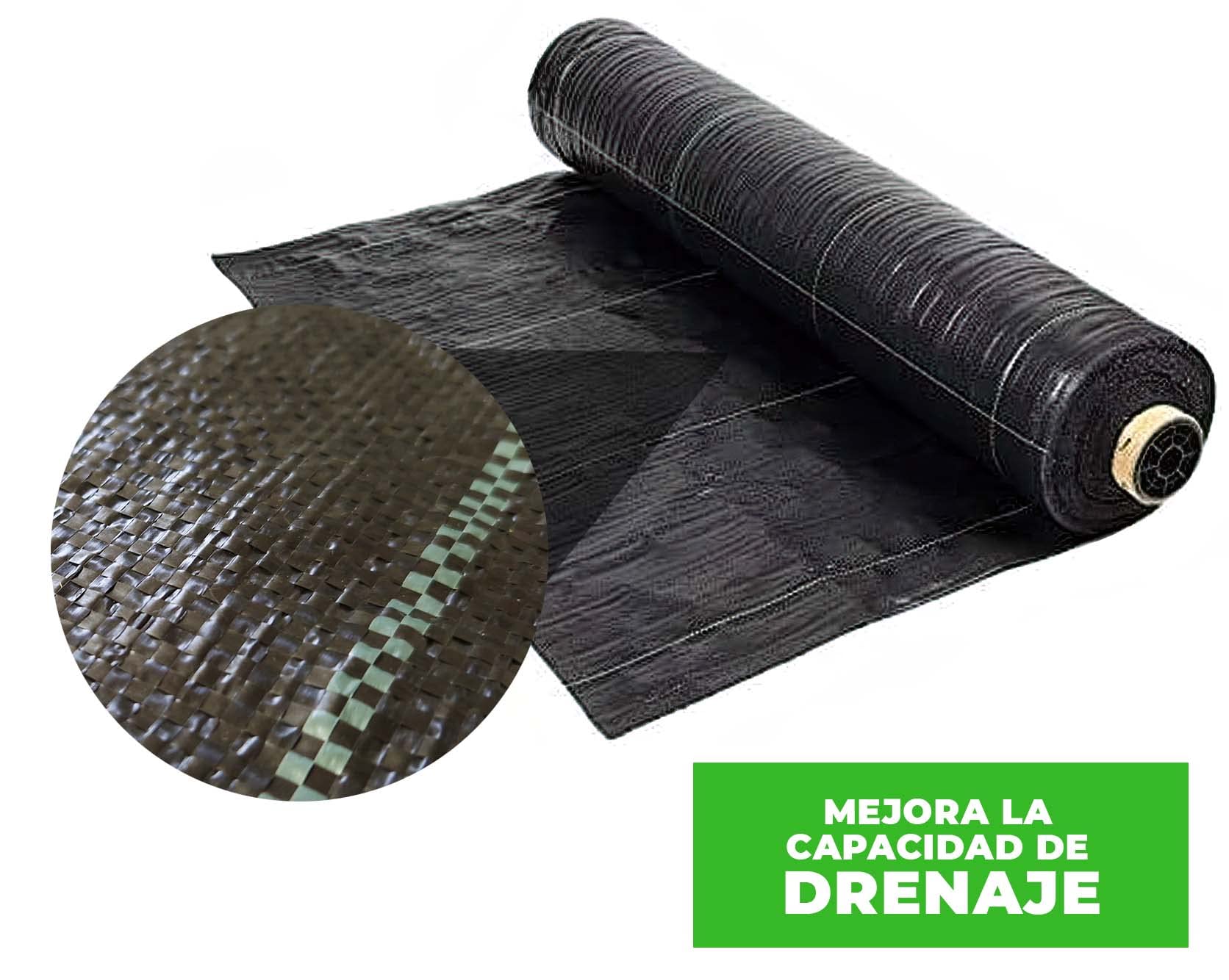 Lucatex - Rollo de malla antihierbas para césped artificial, huerto, tierra, jardín, evita que aparezcan malas hierbas, instalación césped artificial (2 x 100 metros, Negra)