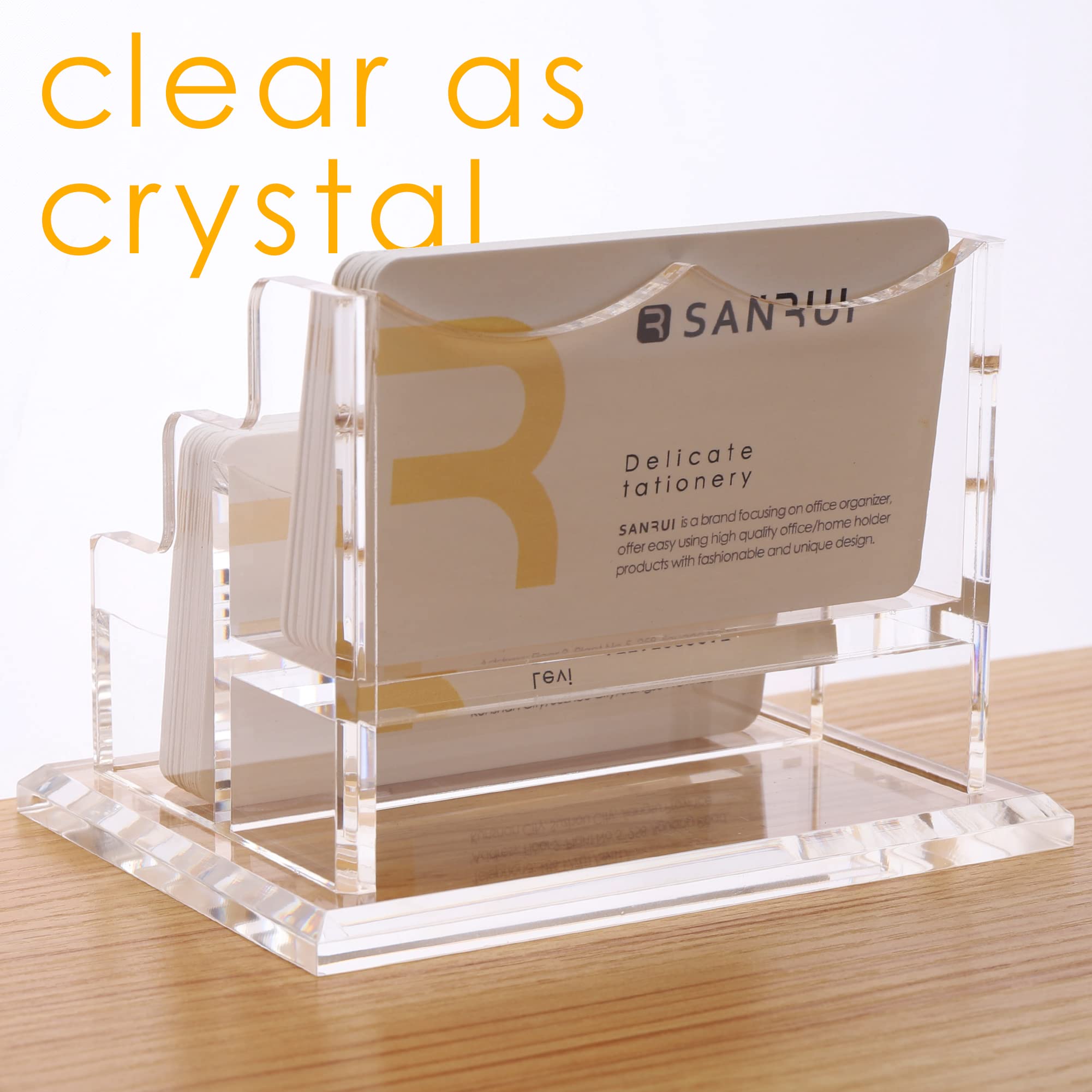Porta Biglietti Da Visita SANRUI Acrilico - Trasparente, Per 60 Carte, Scrivania - Foto 2