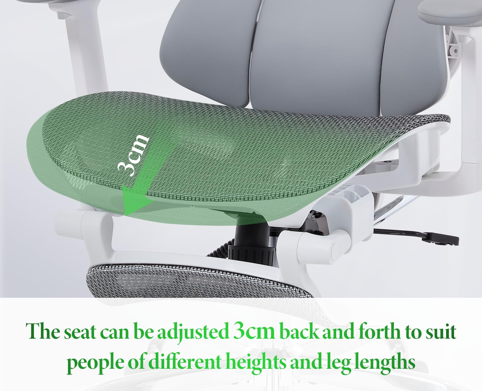 Silla de oficina ergonómica con reposacabezas ajustable, soporte lumbar, reposabrazos abatible, reposapiés giratorio, silla de computadora para el hogar, estudio, trabajo, color gris