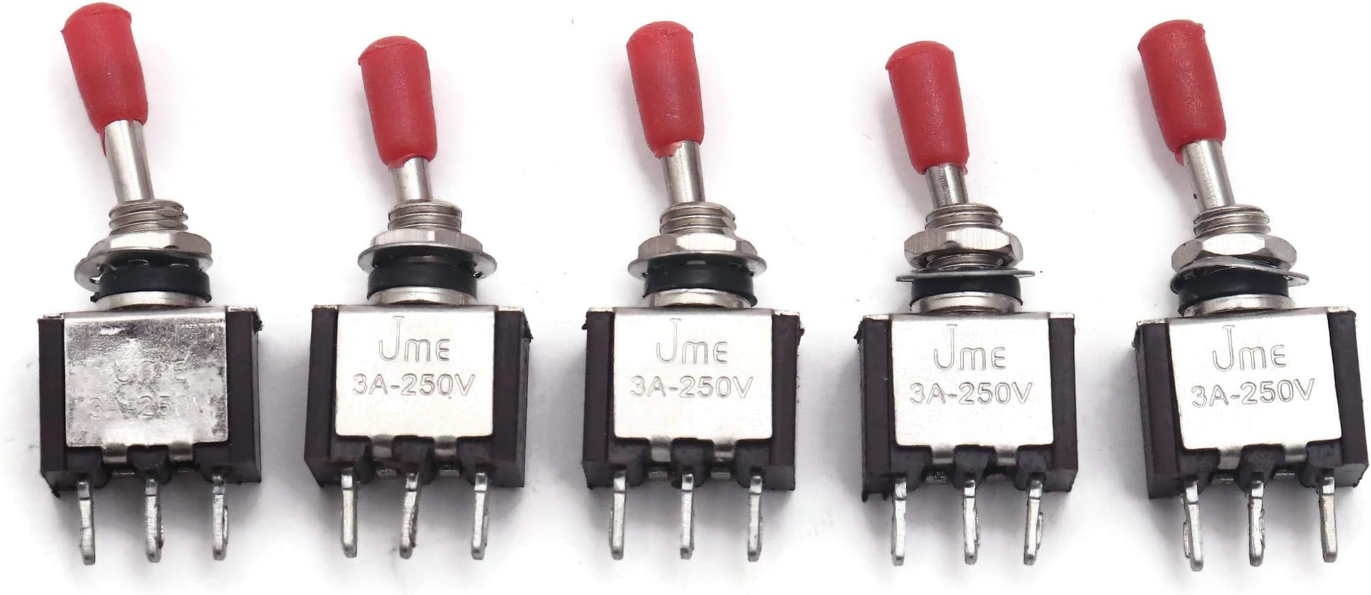 Electronicspices Electrical Toggle Switch, ST, ON-OFF, 3 A/250V AC, 3 PIN ON/OFF Spade Terminal - PACK OF 5
