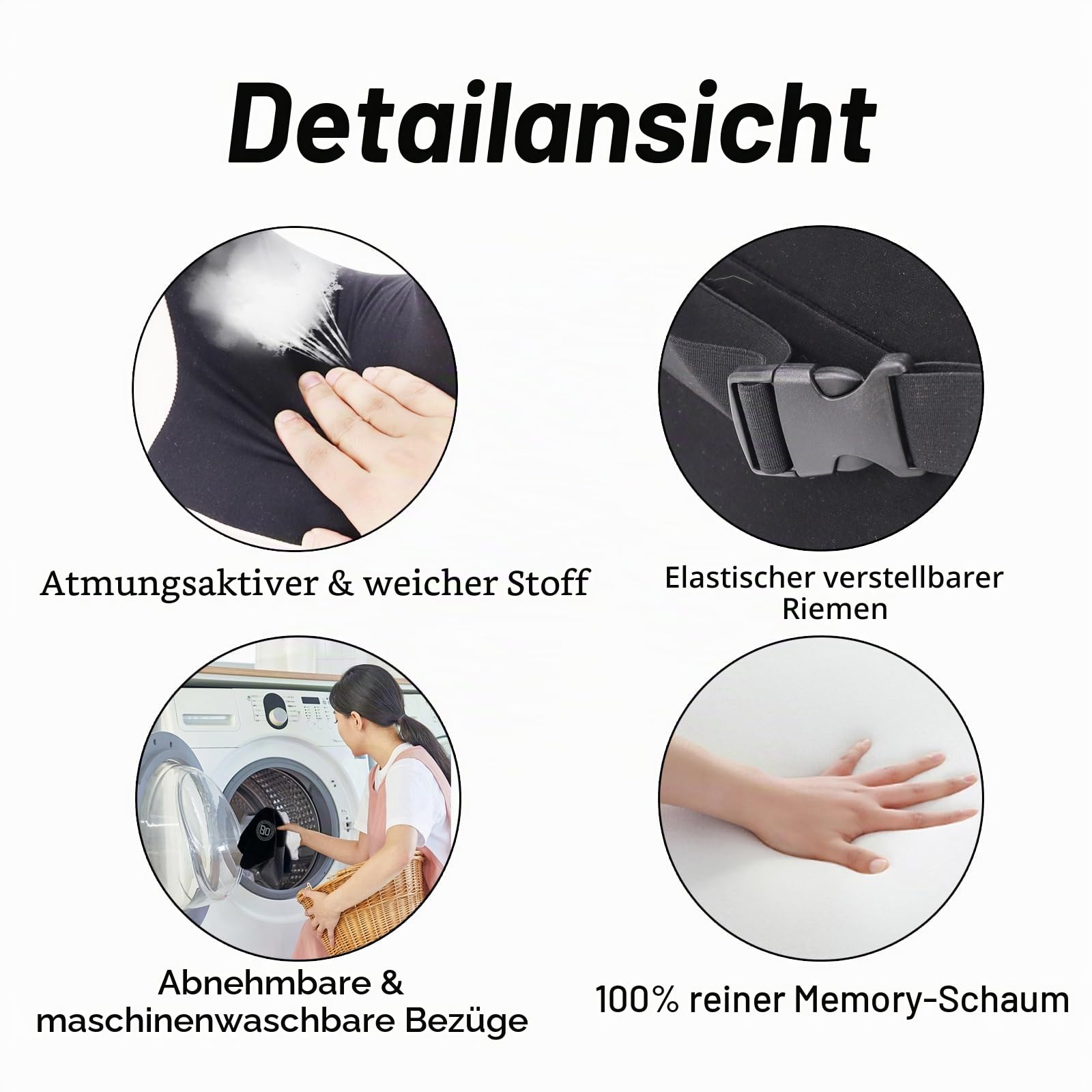 SPRFUFLY U-förmiges Auto-Kopfstützenkissen zum Schlafen, 100% Memory-Schaum, Autokissen mit atmungsaktivem, abnehmbarem Bezug, ergonomisches Design, idealer Auto-Begleiter für Nickerchen und